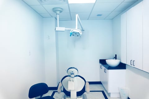 Modern dental clinic interior with dental chair